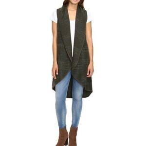 Lucky Brand Wool Blend Duster Style Sleeveless Cardigan Green Women’s Size XS/S